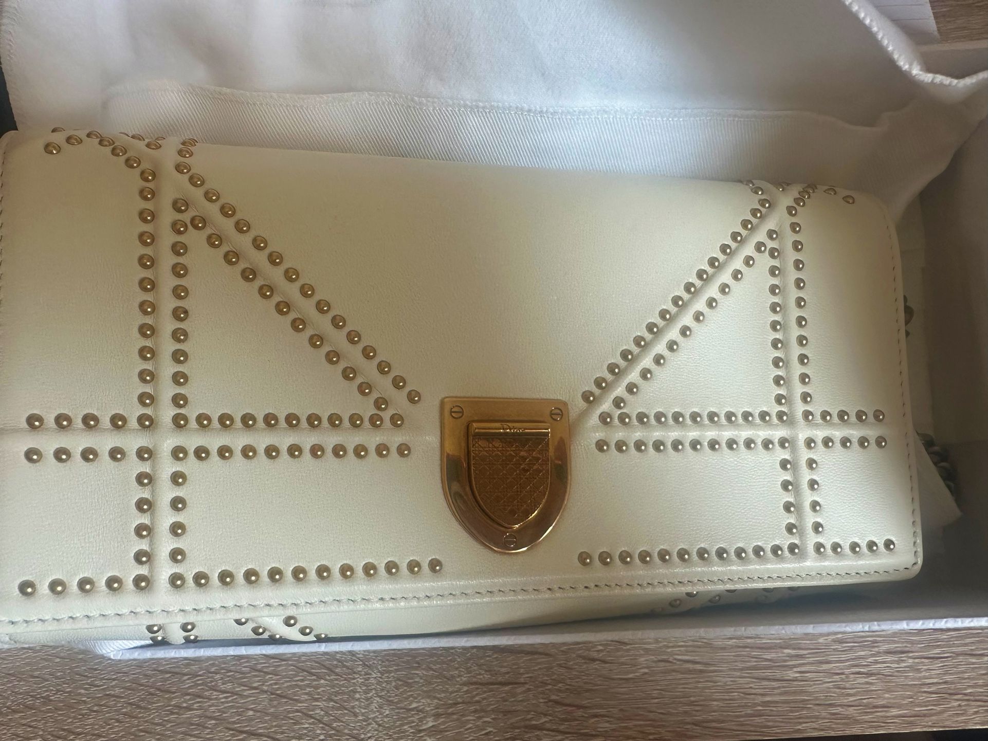 Dior off white studded leather  shoulder bag