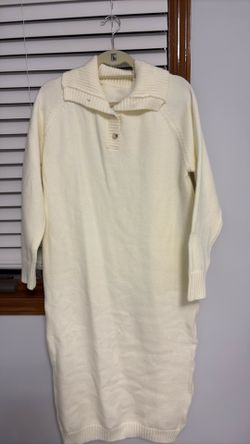White knitted sweater dress