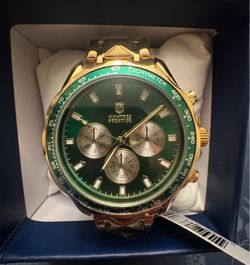 Montres Prestige Chronograph Watch Green & Gold