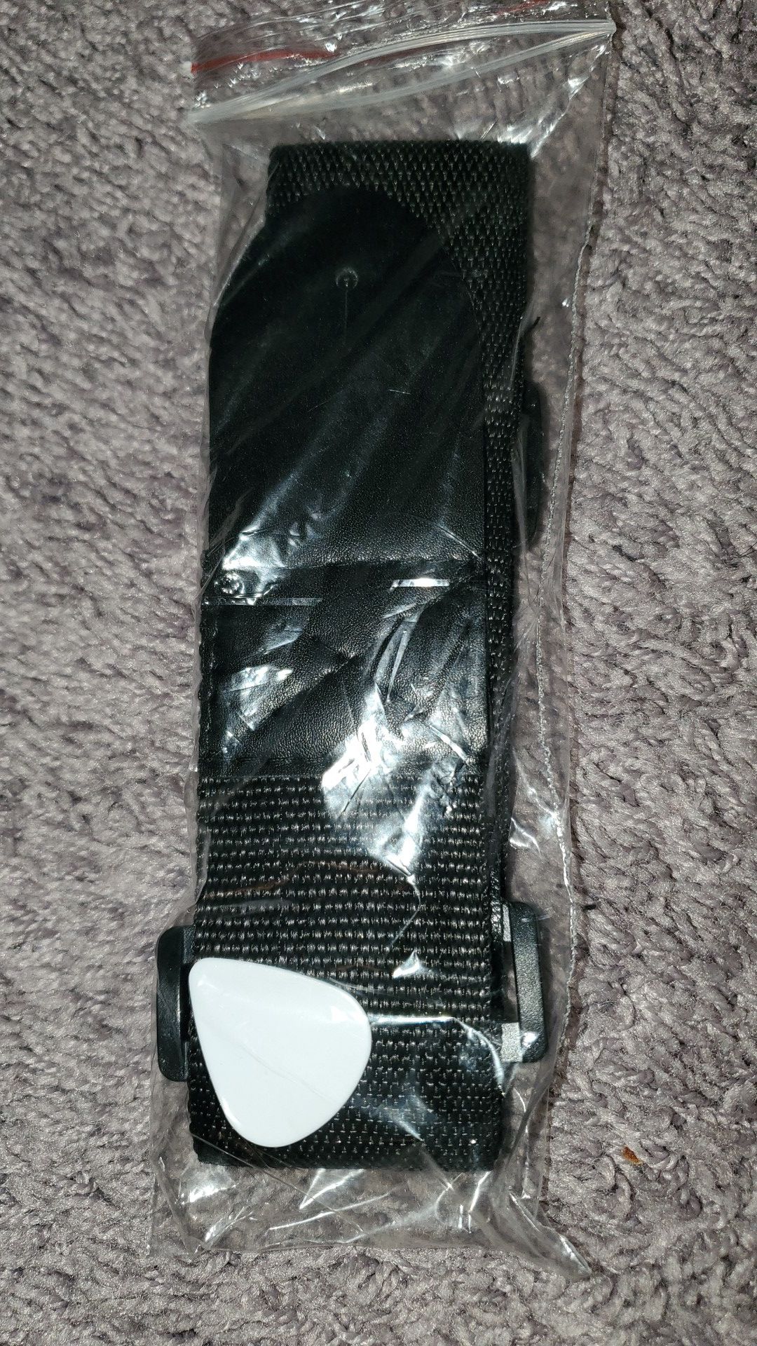 Black Guitar Strap with Pick