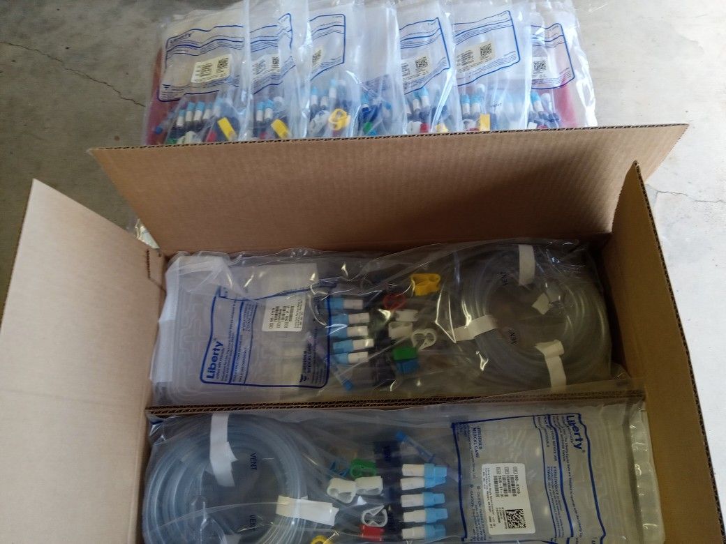 Liberty Cycle Set Single Patient Connector W/ Extended Drain Line LOT of 17 NEW. HOME DIALYSIS 