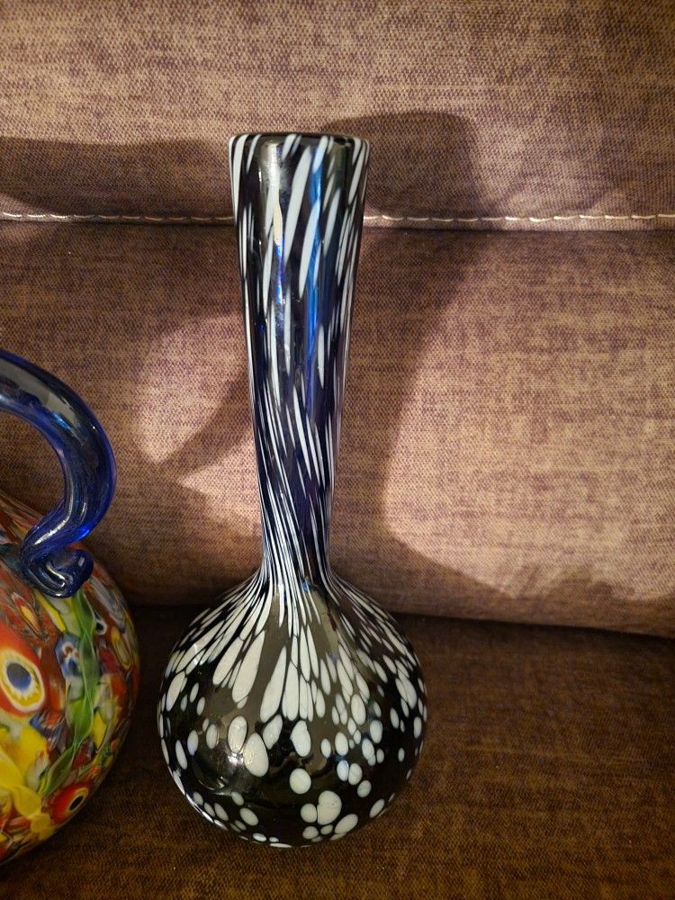 Murano Speckled And Swirrled Glass Vase