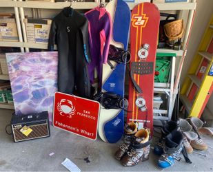 Make Offer! Snowboards, Wetsuits. gear, music equipment, and unique home decor items