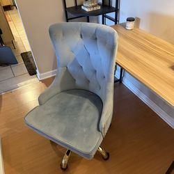 Velvet light blue desk/vanity accent chair