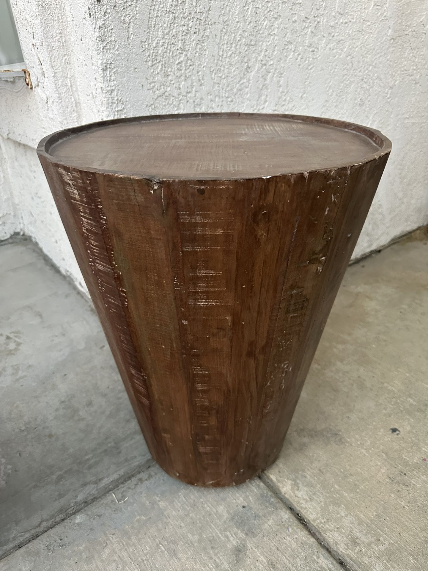 Reclaimed Wood round Cone shaped 18 inch Side table, Accent Table, End Table or Plant Stand.