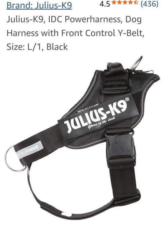 JULIUS K9 "JK9" IDC POWERHARNESS DOG HARNESS BLACK NEW