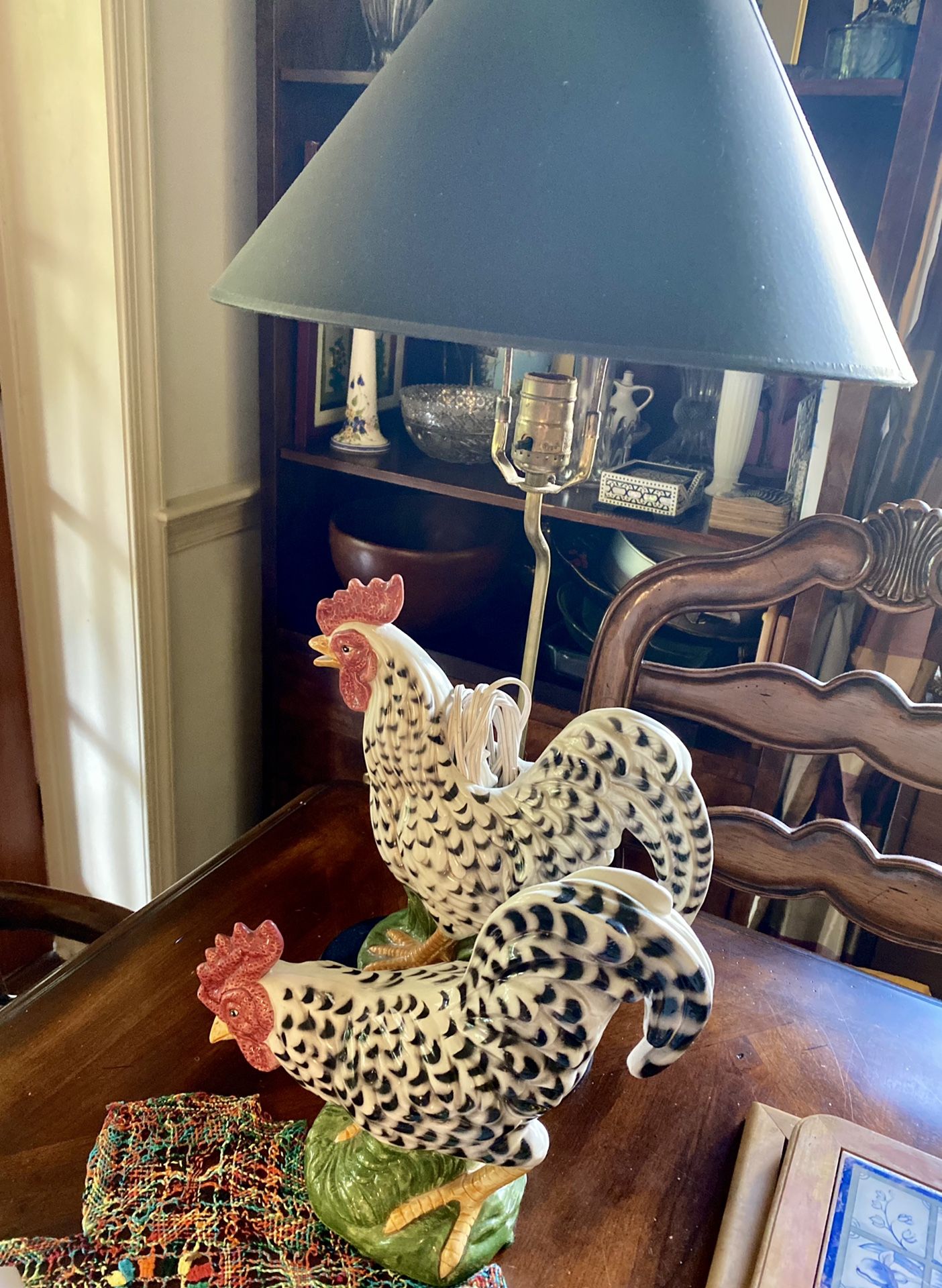 Rooster Lamp and Matching Rooster Statue