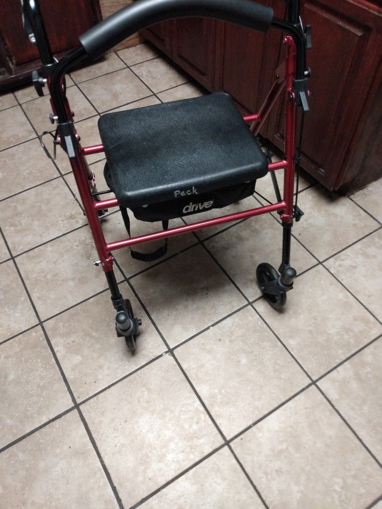 Drive Medical Adjustable Height Rollator  Wit 6" Wheels,  ( Red )