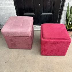 Ottoman Vanity Chair Stools Pink Hot Pink with Storage- 20 each