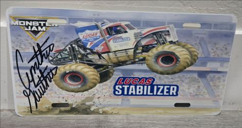 Monster Jam Lucas Stabilizer Autographed License Plate