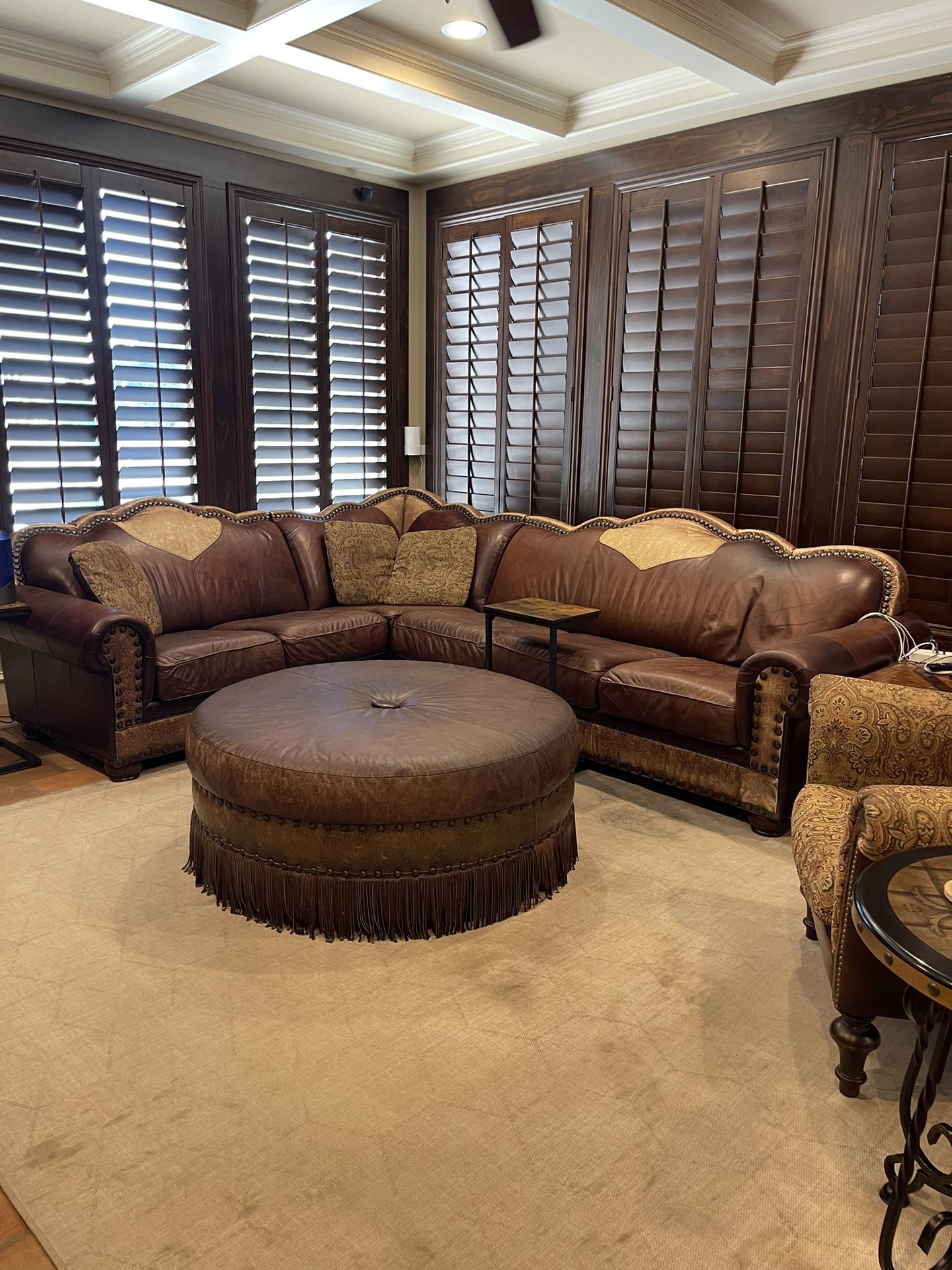 Leather Sectional And High Back Chair