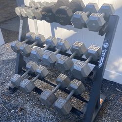Steel Hex 5-50 Complete Set Of 10 Pairs Of Dumbbells