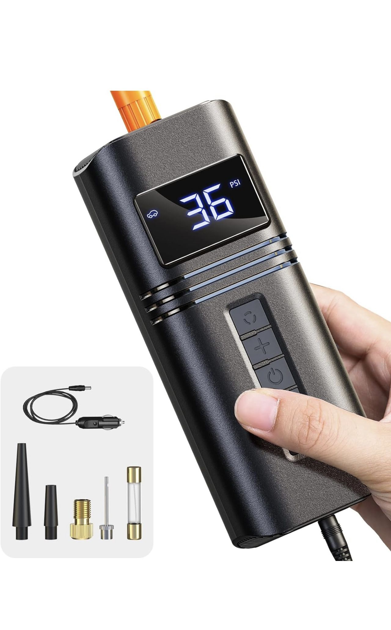 Tire Inflator Portable Air Compressor 38L/min Super Fast Inflate RYSEAB 12V DC Air [pump] for [Car] Tires[Powerful & Small][Car] Tire Pump LED Light f