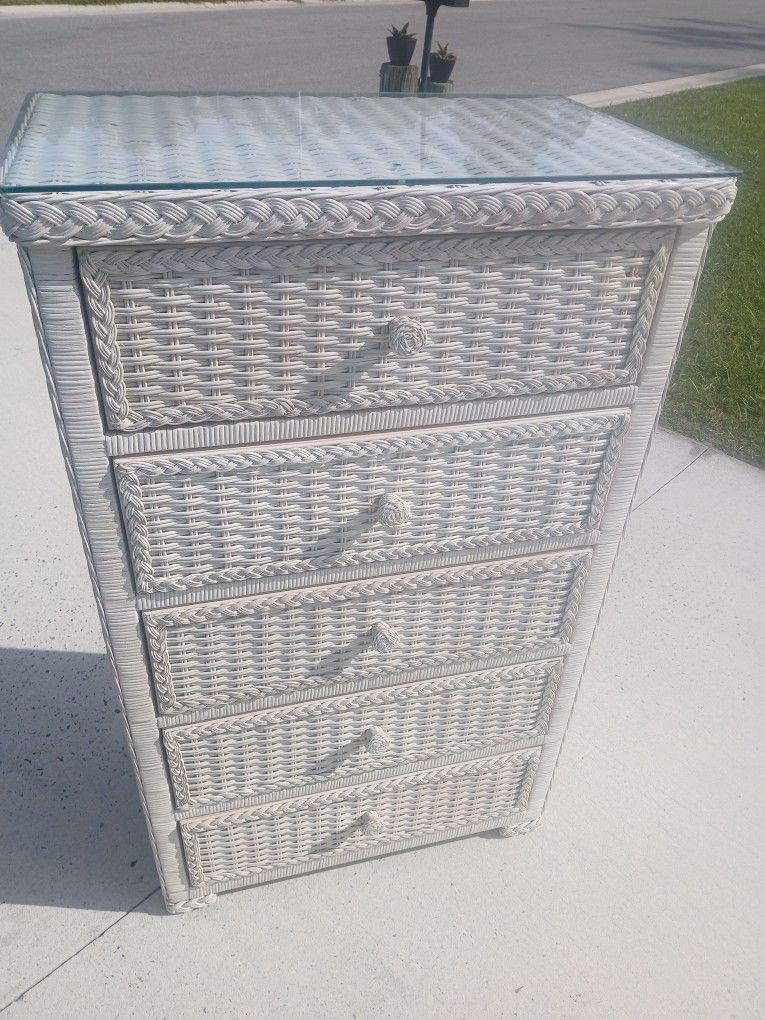 Wicker Dresser Glass Top