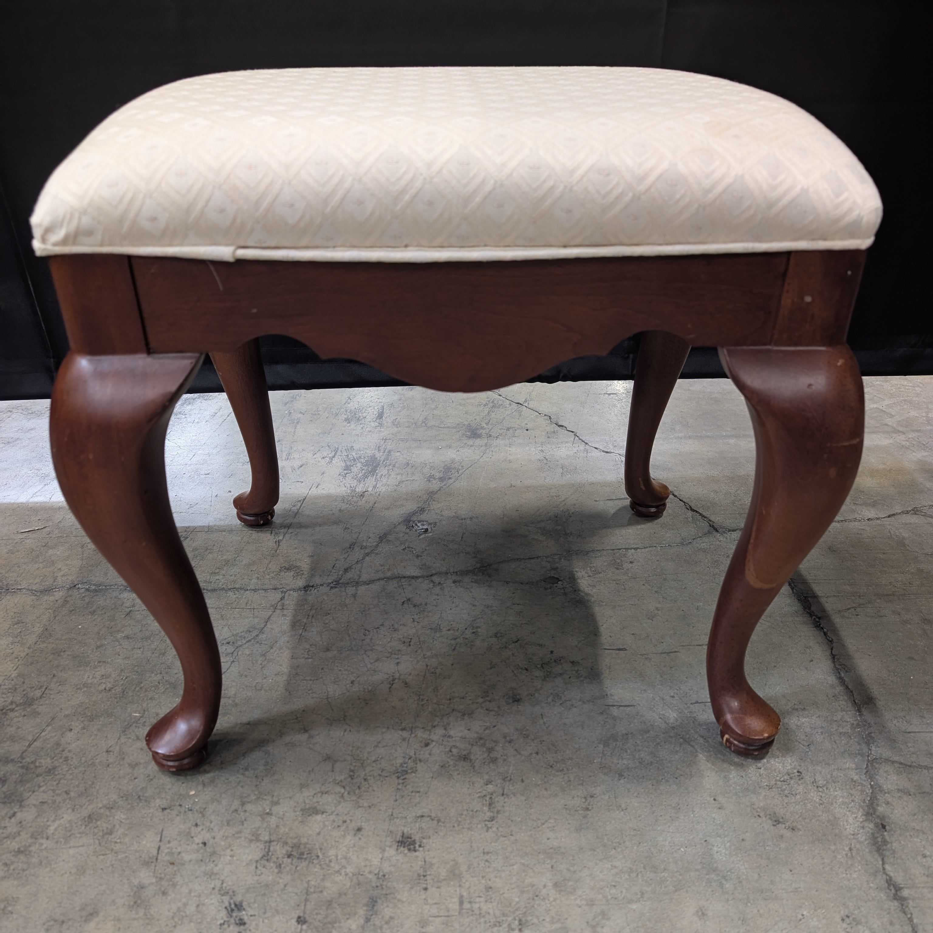Traditional Upholstered Footstool with Cabriole Legs