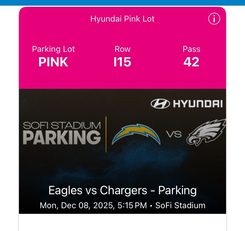 Chargers Vs Eagles Pink Lot Parking (tailgate)