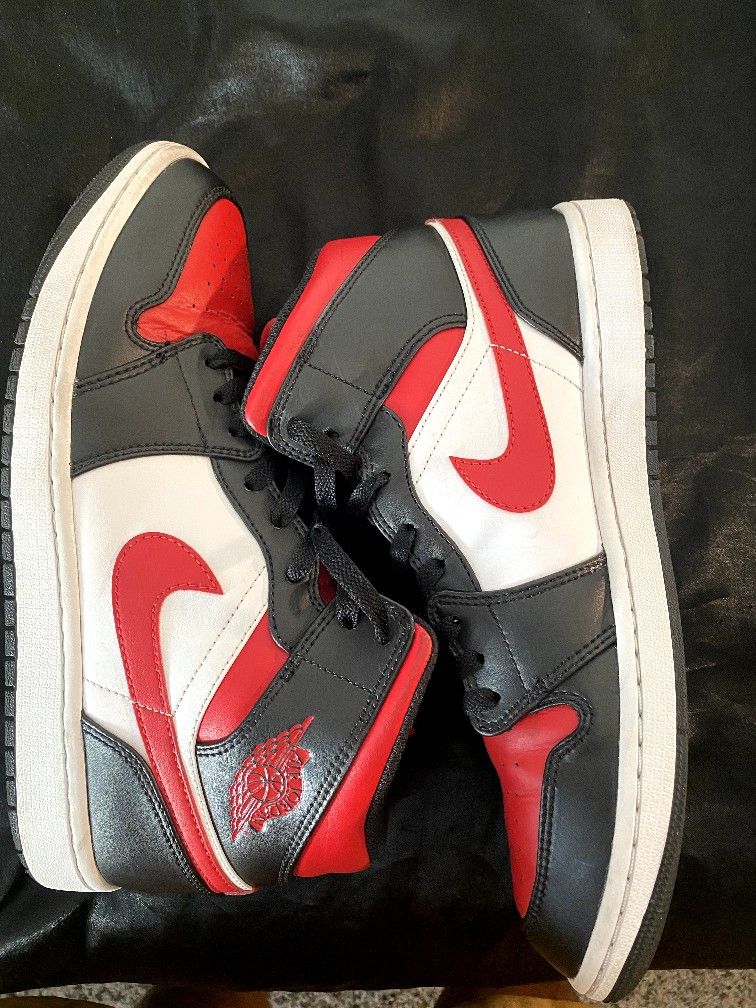 Red, Black, & White Jordans (1 Mid)