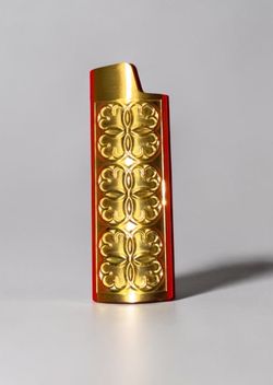 Gold tone lighter holder case