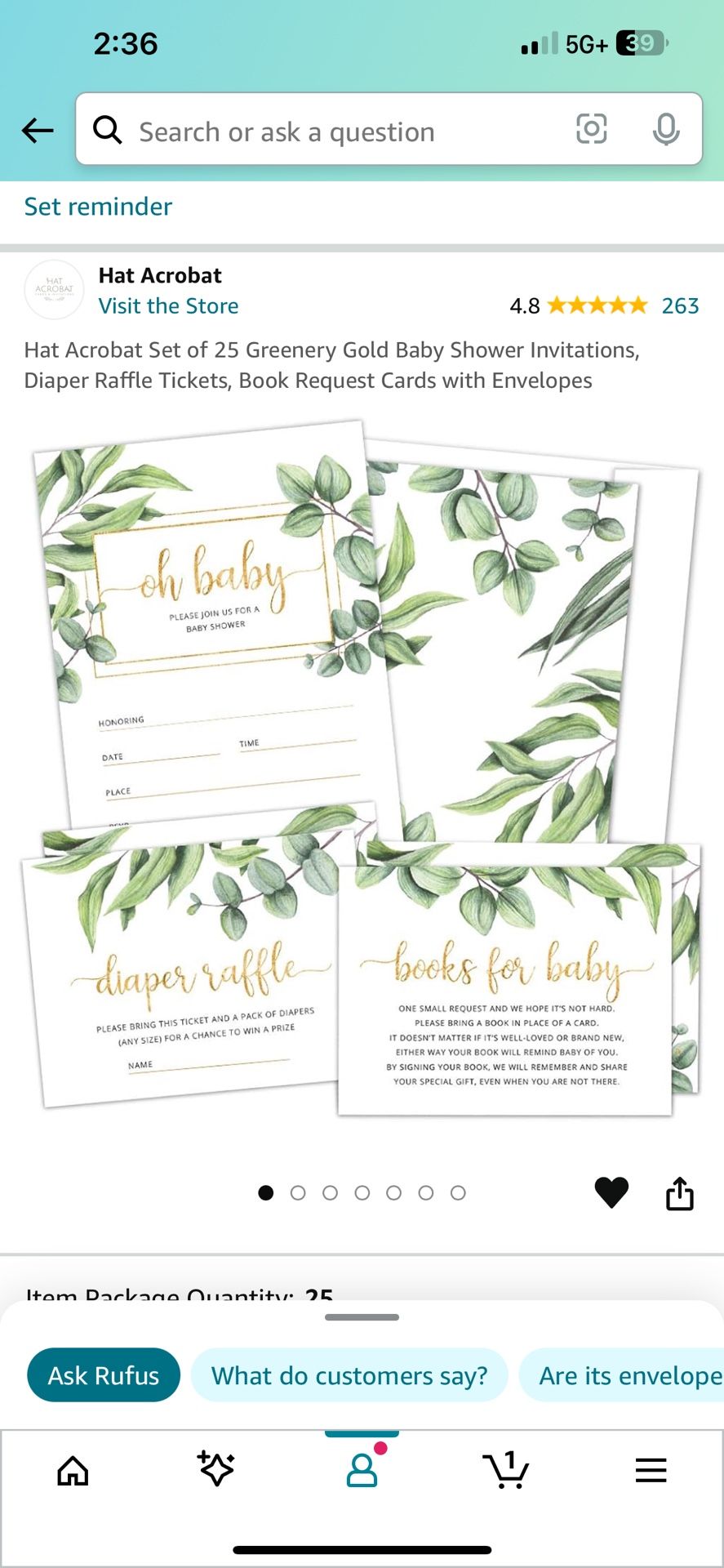 Greenery baby shower invitations