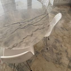 Oval Marble Dining Table with 6 chairs