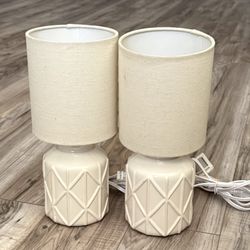 Night Stand Small Table Lamps Desk Off White Cream Color 