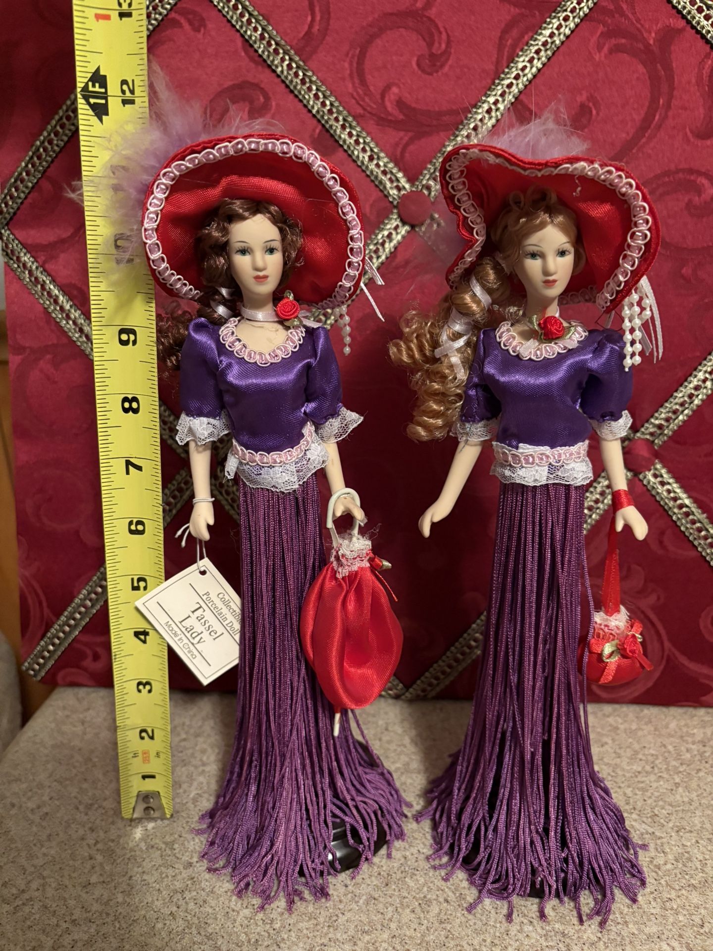Red Hat Lady Porcelain Dolls