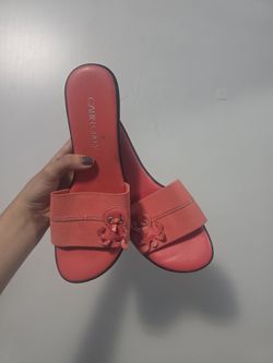 Cabin Creek coral octopus wedge sandals