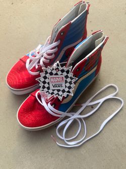 VANS x Marvel Spider-Man Sk8-Hi Zip Kids High-Top Canvas Sneakers Size 3