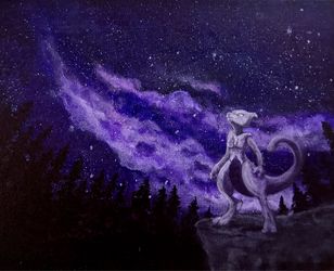 Mewtwo Pokémon Painting, Fan Art