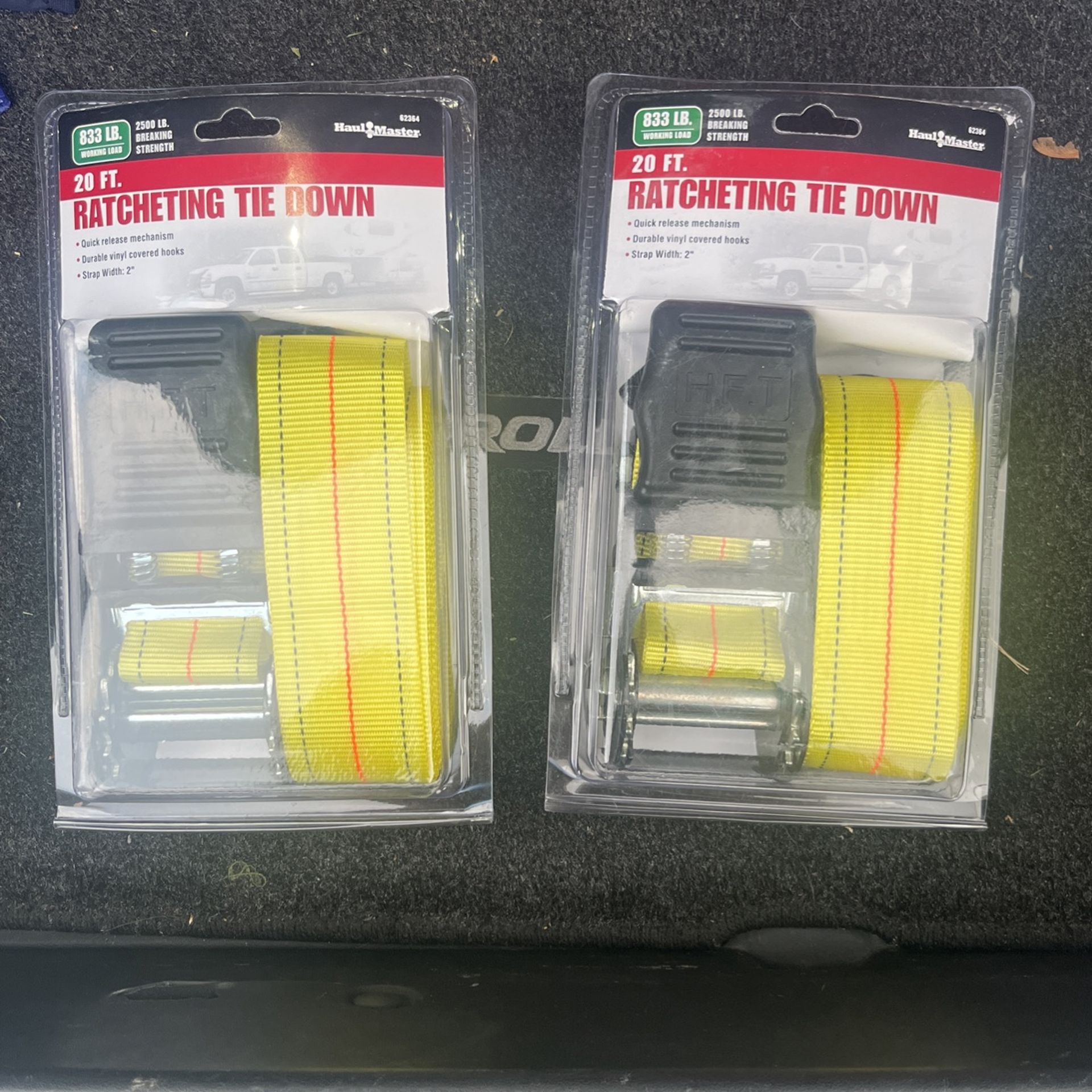 2 20ft Ratcheting Tie Down Straps