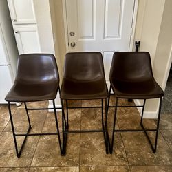 Brown Leather Bar Stools