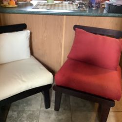 Birch wood Outdoor Patio Deep Seating HDPE armless lounge chairs, from Home Depot w/cushions in like like new condition only used in an indoor patio s