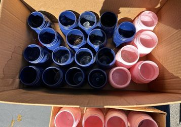 PINK AND BLUE PAINTED BALL CANNING PINT JARS FOR GENDER REVEAL