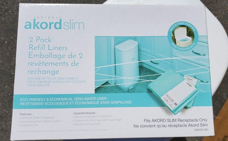 Janibell Brand Akord Diaper Disposal Liners for 280 Slim Model Scented 2-Pack Refills the Continuous Liner System Eliminates Waste
