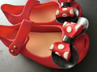 Disney  kids Red and White Dress Shoes with Polka Dot Bow