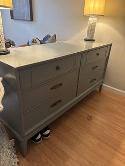 painted mid century solid wood dresser