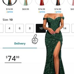 Size 10, Green Sequence Prom Dress