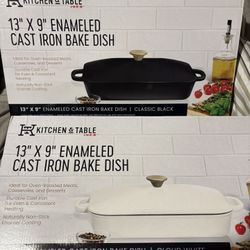 13" X 9" ENAMELED CAST IRON BAKE DISH