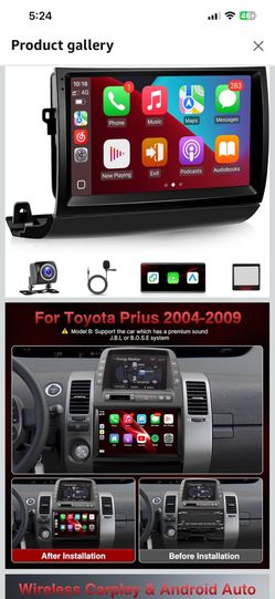 for Toyota Prius 2004 2005 2006 2007 2008 2009 Radio with Wireless Carplay Android Auto - 9inch Touch Screen Car Stereo with in-Dash GPS WiFi Bluetoot