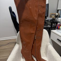 ✨ Leather Thigh High Heels - 8 Women’s - Fall Orange