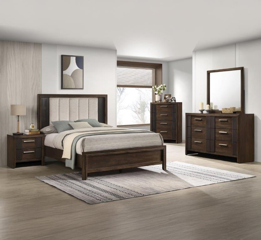QUEEN BED, NIGHTSTAND, DRESSER, MIRROR