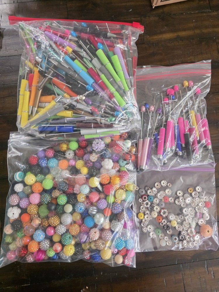 100+ Pens, Stylus Pens, Beads & Spacers – Mixed Styles & Colors!