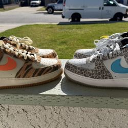 NIKE AIR FORCE 1 LOW DAKTARI STRIPES AND SNOW LEOPARD SZ 12  DUNK JORDAN