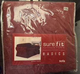 Sure Fit Basics Sofa Cover Burgundy Soft Suede