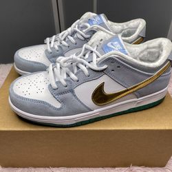 [USED] NIKE SB DUNK LOW SEAN CLIVER GREY BLUE WHITE BLACK SNEAKERS SHOES SIZE 9.5 43 A5