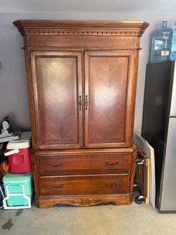 Wood Armoire with Drawers
