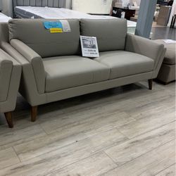 Genuine Leather Gray Sofa