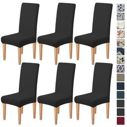 6 Black Brand in pack New Chair Covers. Soft Stretchable Material.