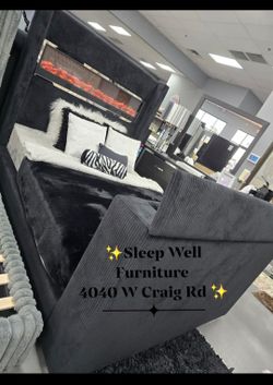 🌟Queen, King Light Up Fireplace TV Pop Up Bed Frame 💥 Furniture Sectionals Avail