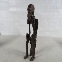 African Tribal Folk Art Aged Brass Metal Native Guardian Figure
